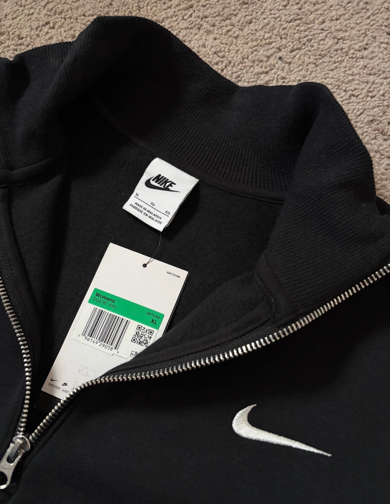 Nike Women's Phoenix Fleece Oversized 1/2-zip Crop Fleece Sweatshirt | Size XL
