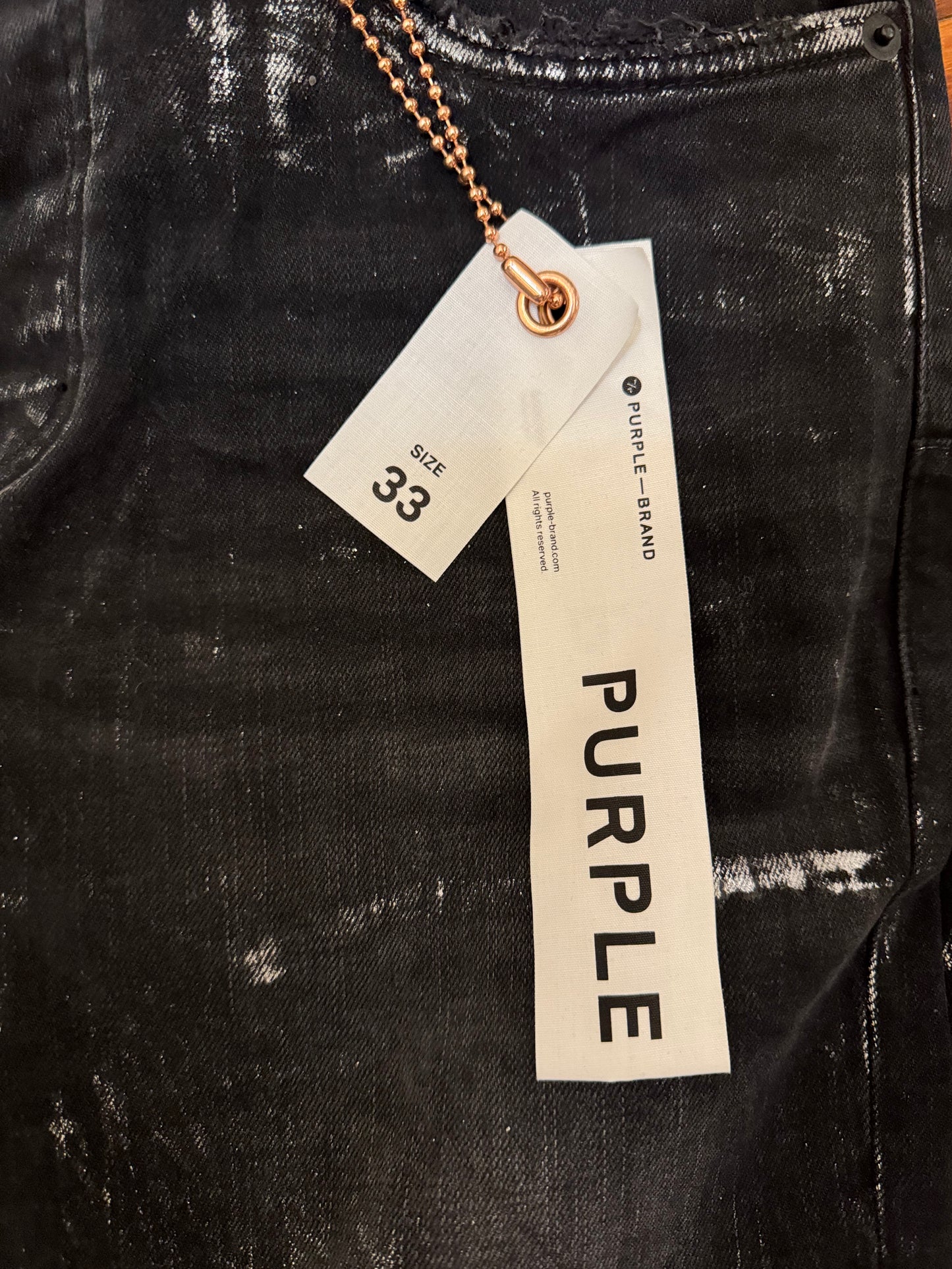 Purple Black Resin Knee Slit Jeans P001 | Size 33