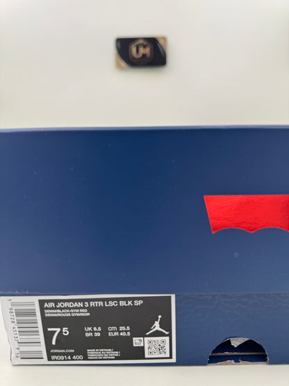 Levi’s x Jordan 3 SP ‘Black Denim’ | Size 7.5