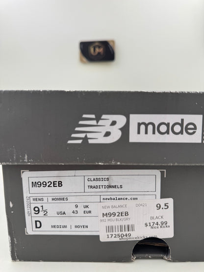 New Balance 992 ‘Black’ 2021 | Size 9.5