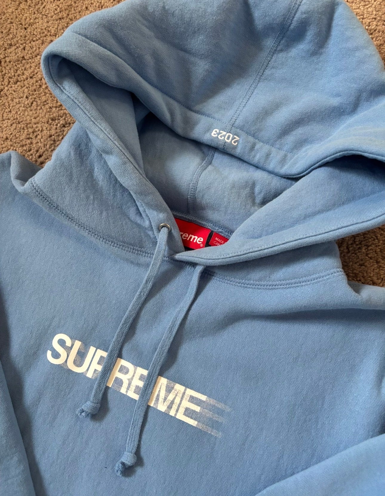 Supreme Motion Logo Hooded Sweatshirt (SS23) Light Blue | Size M