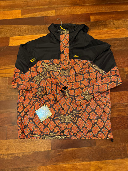 IceCream Rattler Snakeskin Print Coral Hooded Nylon Jacket | Size 2XL