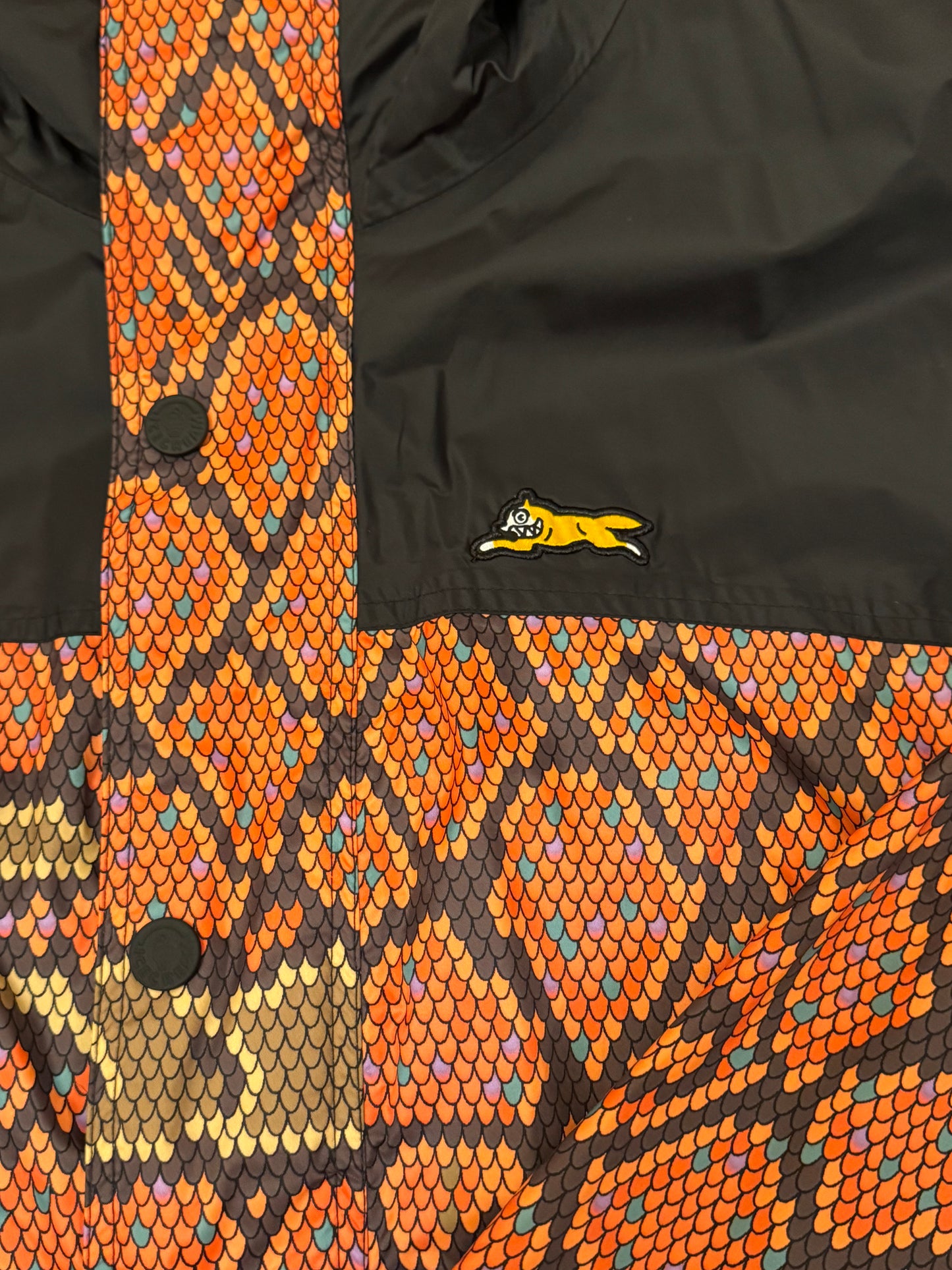 IceCream Rattler Snakeskin Print Coral Hooded Nylon Jacket | Size 2XL