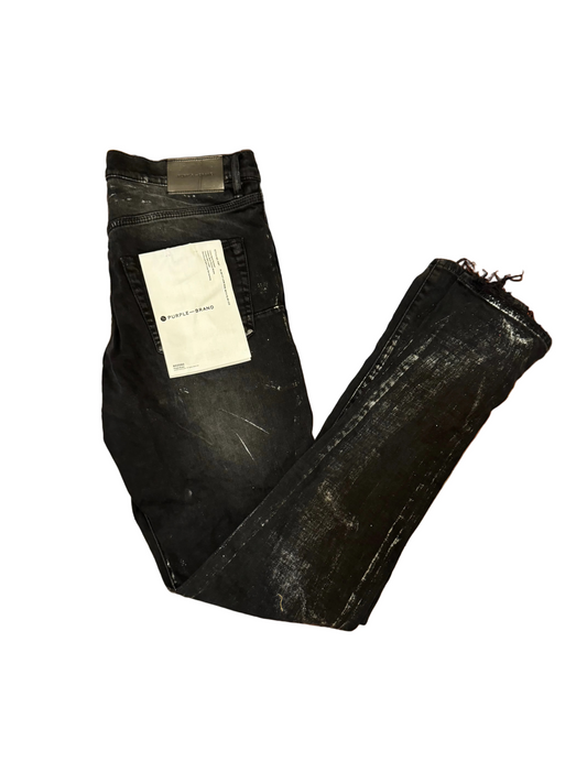 Purple Black Resin Knee Slit Jeans P001 | Size 33