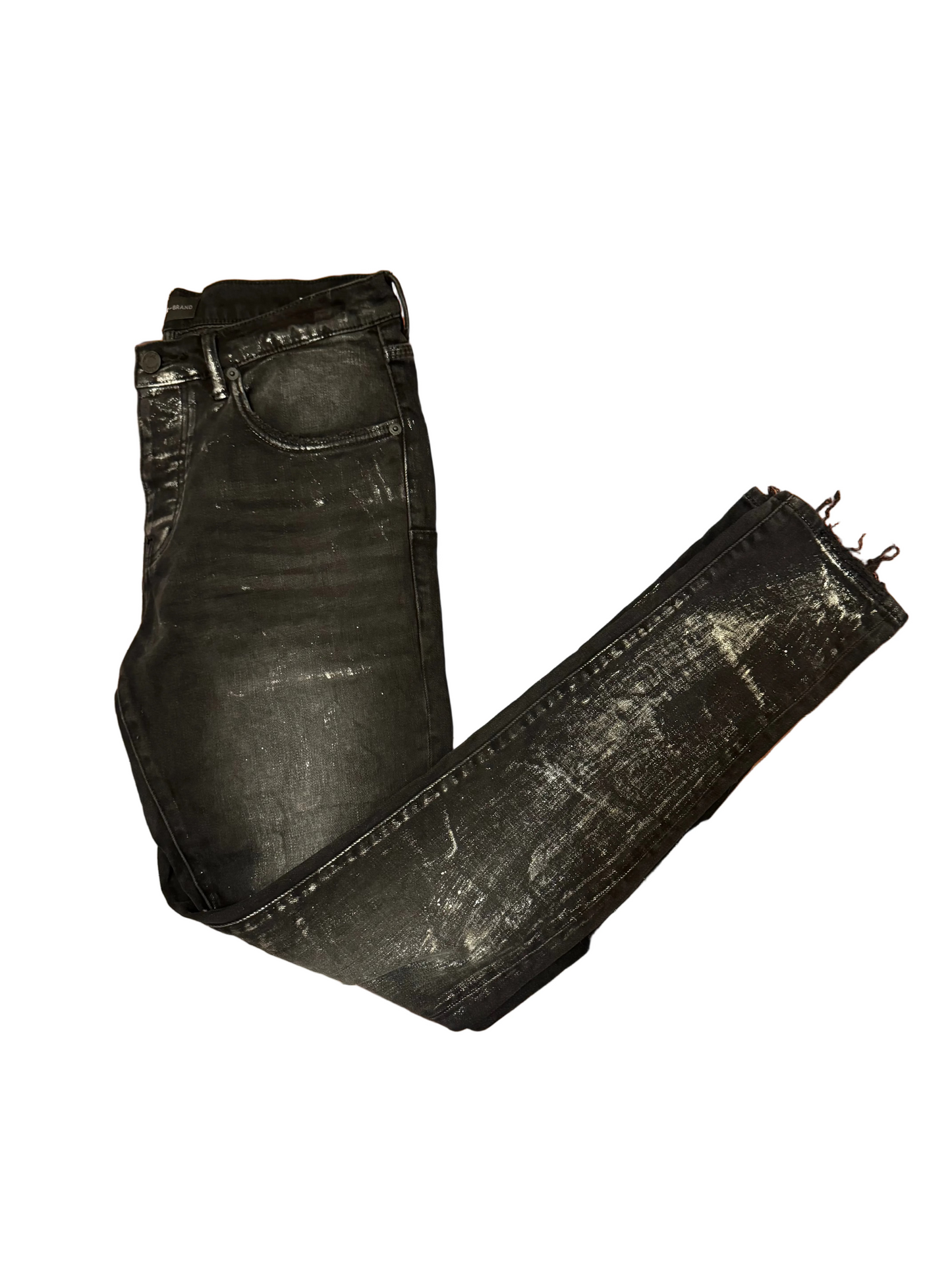 Purple Black Resin Knee Slit Jeans P001 | Size 33