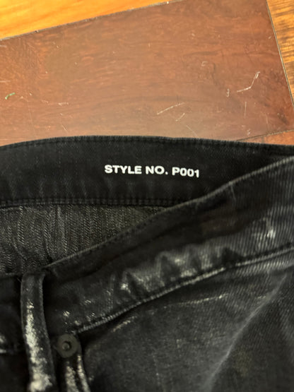 Purple Black Resin Knee Slit Jeans P001 | Size 33