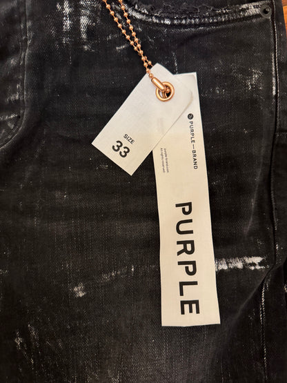 Purple Black Resin Knee Slit Jeans P001 | Size 33