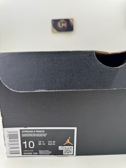 Jordan 6 Rings ‘Anthracite Fire Red’ | Size 10