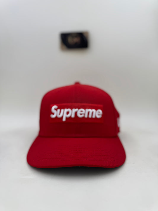 Supreme x MLB Teams Box Logo New Era 'Red - Atlanta' | Size 7 & 3/8th
